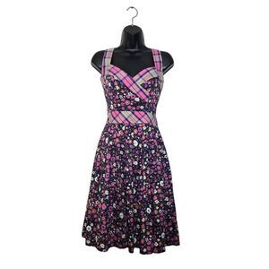 Kitten D’Amour Dress Size 8 Floral Plaid Limited Edition Cottagecore Vintage Pin